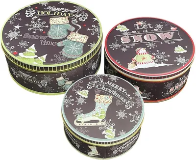 Produktbild von 3-teiliges Weihnachtsdosen-Set Metall Nostalgische Weihnachtsdeko Plätzchendosen
