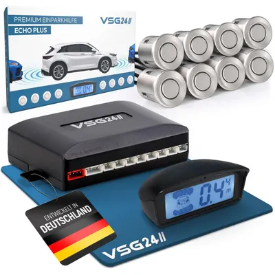Produktbild von Premium Kombi-Set Einparkhilfe für vorne & hinten, PKW, Sprinter, Wohnmobil - Sensoren Silber PDC-22146