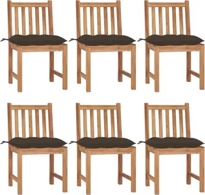 Produktbild von Gartenstühle 6 Stk. mit Kissen Massivholz Teak