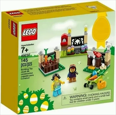 The image shows the packaging of a LEGO Easter Egg Hunt building set, with the product contents displayed on the front.
