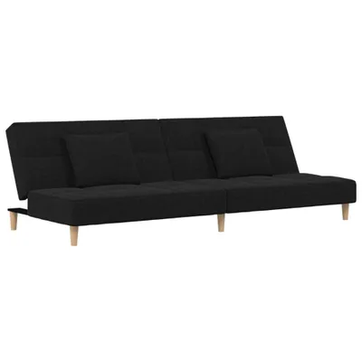 Image de vidaXL Canapé-lit 2 places avec 2 coussins Tissu noir