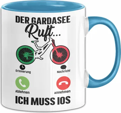 Produktbild von Gardasee Tasse Geschenk Italien Urlaub Mountainbiker Mtb Kaffee-Becher (Blau)