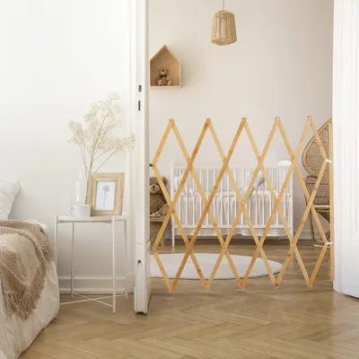 Produktbild von Bambus Hundezäun - 17-130 cm breit - 875-100 cm - sichere Trennwand vor Treppe und Tür - Natur