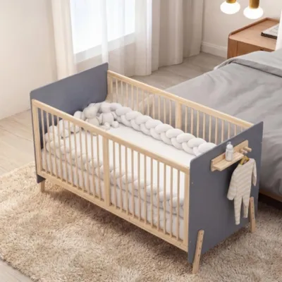 Produktbild von Kinderbett, Verstellbares Bett mit Drei-stufiger Höhenverstellung, Bett Als Anschlussbett/Sofabett, Ohne Matratze