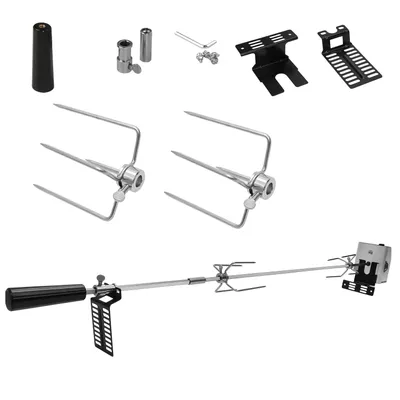 Produktbild von Yakimz Edelstahl Grillspieß Set 107cm BBQ Fleischklammer mit Motor inkl. 2X Fleischnadeln, 220V - 240V, Elektrischer Drehspieß, Rotisserie, Drehspiess