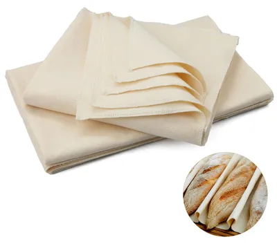 Produktbild von 3 Leinen-Backtücher für Brot, 48 x 36 cm, Naturleinen, Teigtuch, Gärtuch für Brot, Strudeltuch für die Teigzubereitung, Backen für Familien, Bäcker und Anfänger (Baumwolle)