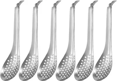 Produktbild von 6 Stücke geschlitzte Servierlöffel, Edelstahl, Geschenk