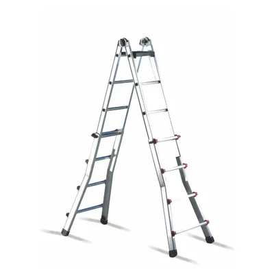 Zdjęcie produktu dla Aluminiowa drabina teleskopowa z 2 x 8 szczeblami, wysokość min./maks. 1,25 m/4,10 m, 11,0 kg 146708
