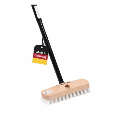 Produktbild von BawiTec Schrubber 22cm Breit mit Teleskopstiel ausziehbar Schrubberbürste ppn-weiß Scheuerbürste Haushaltsschrubber mit Stiel