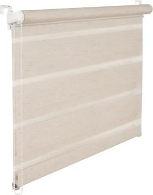 Image de Store double duo 50 cm de large 200 cm de long beige naturel avec corde Store de fenêtre Store à enroulement Jalou