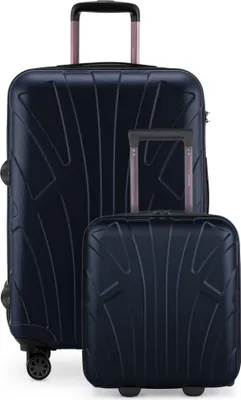 Produktbild von Suitline - Kofferset für EasyJet, 2-teilig Unter-Sitz Trolley 45x36x20 cm +  erweiterbarer Reisekoffer 66 cm für 15-20 kg Gepäck, kleiner + großer Koffer,Dunkelblau
