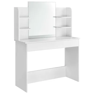 Produktbild von ModernHome PWSHT-20 Kosmetiktisch mit großem Spiegel, 108 x 40 x 142 cm, weiß