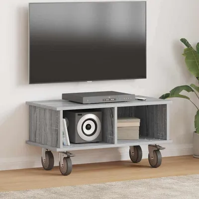 Image de Meuble TV exclusif - Dimensions : 68,5 x 35 x 35 cm - Matériau : panneau de particules imitation bois Sonoma gris