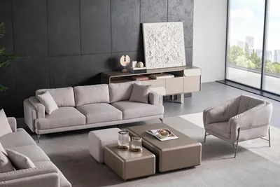 Produktbild von Modernes Wohnzimmermöbelset aus Holz in Beige
