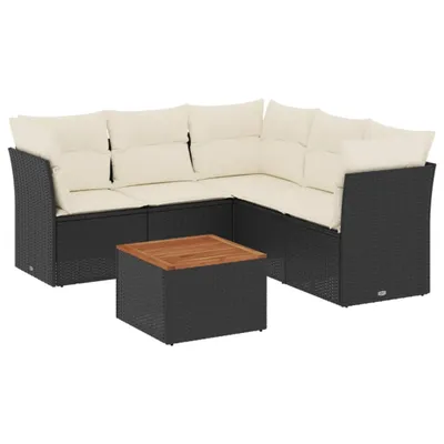 Produktbild von 6-tlg. Garten-Sofagarnitur mit Kissen Schwarz Poly Rattan