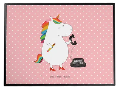 Produktbild von Mr. & Mrs. Panda Schreibunterlage Einhorn Sekretärin - Rot Pastell - Geschenk, Einhörner, schreibtischunterlagen, schreibtischunterlage, Unicorn, bastelunterlagen