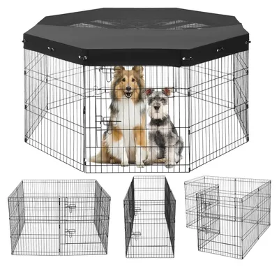 Obrázok produktu pre VEVOR ohrádka pre psov, 8 ks panelov 76 x 61 cm (v x š), skladacia kovová ohrádka pre psov, ohrádka pre psov s dvierkami, vrchný poťah z tkaniny 600D Oxford, ohrádka