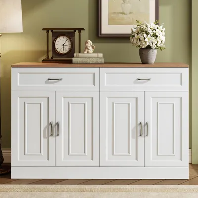 Immagine prodotto di Credenza Fortuna Lai con ripiani e ribaltina - credenza con venature del legno naturale, pratica soluzione di contenimento per il vostro salotto