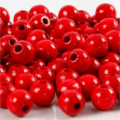Produktbild von Holzperlen, D 8 mm, Lochgröße 2 mm, ca. 80 Stk, Rot, 15 g/ 1 Pck [HOB-570494]