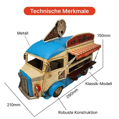 Produktbild von DynaSun Eiswagen Wohnwagen 2304T-084 29cm aus Metall, Vintage LKW Truckmodell