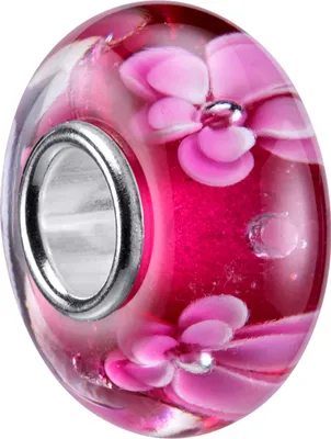 Produktbild von MATERIA by Matthias Wagner Glas Bead pink mit rosa Blumen und Zirkonia 1267