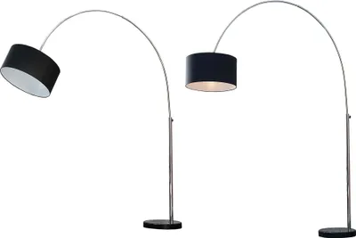 Produktbild von Stehleuchte BIG BOW 170-180cm Leinen schwarz mit Marmorsockel