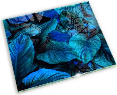 Produktbild von Grabkerze Untersetzer Glastafel Gummifüße Motiv - 60x52 cm - Blätter der Dschungelvegetation