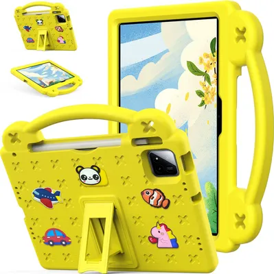Produktbild von Schutzhülle für Xiaomi Pad 7 / Pad 7 Pro 11.2" Niedliche Hülle für Kinder, Stoßfest mit Griff und Ständer Gelb
