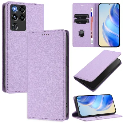 Immagine prodotto di Litchi pelle custodia del telefono cellulare per ZTE nubia RedMagic 11 Pro Portafoglio slot per schede stand funzione copertura viola