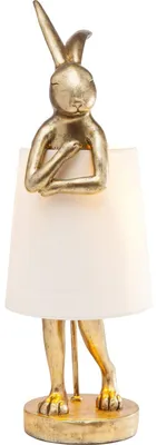 Zdjęcie produktu dla Lampa stołowa Kare Design "Zając", złota/biała, motyw zająca, wysokość 69 cm