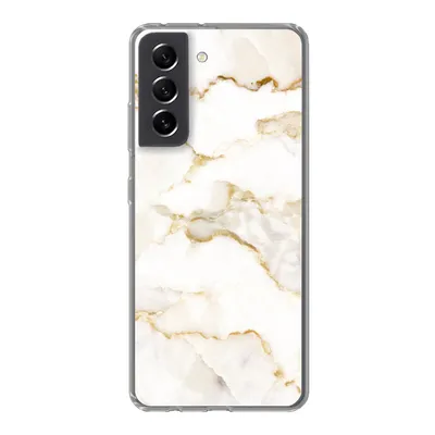 Produktbild von MuchoWow® Handyhülle Schutzhülle Hülle für Samsung Galaxy S21 FE Marmor - Limette - Gold - Luxus - Marmoroptik - Weiß Silikon Softcase Handy Hülle - Mobiltelefonhülle
