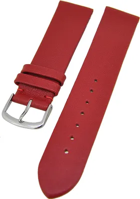Produktbild von Uhrenarmband weiches Kalbslederband Dunkelrot ohne Naht 20mm