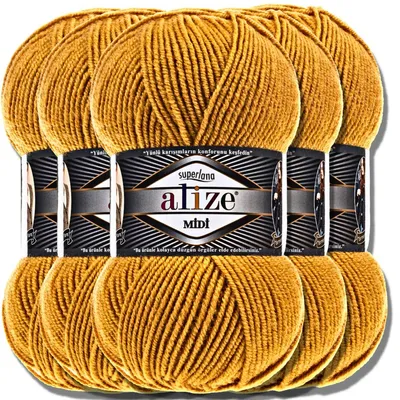 Produktbild von Alize 5x 100g Superlana Midi Wolle, Uni, Häkeln, Stricken (Safüron | 2)