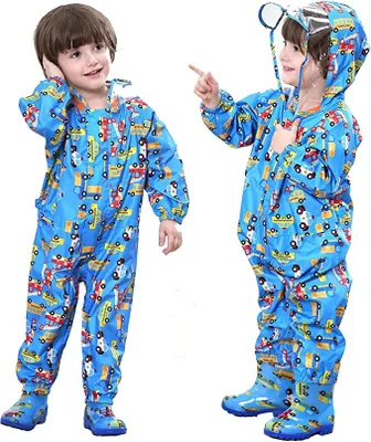 Produktbild von Regenmantel,L- Atmungsaktiv Wasserdicht Kinder Mädchen Jungen Kapuze Leicht Regenanzug Einteilig Outdoor Regenponcho Overall Regen Regenjacken 1-10 Jahre