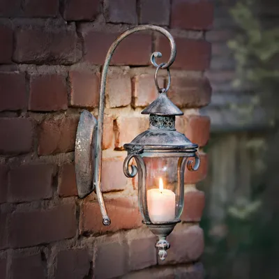 Produktbild von Wandlaterne Shabby Metall und Glas – Gartenlaterne