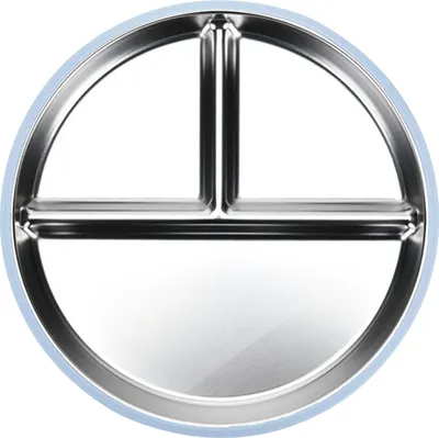 Produktbild von Babyteller mit Saugnapf, 3-teilig, unterteilte Edelstahlschüssel, 23,9 cm, unzerbrechliche, bruchsichere Metallschüsseln für Kleinkinder