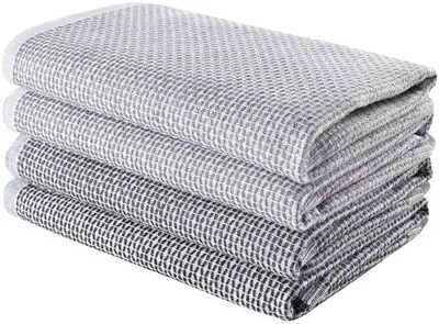 Produktbild von Ibenzoa® 4er-Set Geschirrtücher 40 x 60 cm, 50% Baumwolle / 50% Polyester, Grau – weiche & strapazierfähige Küchentücher
