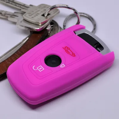 Produktbild von Auto Schlüssel Hülle Silikon Schutz Cover Pink kompatibel mit BMW F20 F13 F30 F31 F32 F33 F22 1er 2er 3er 4er F10 F25 F07 F11 3 Tasten KEYLESS SMARTKEY