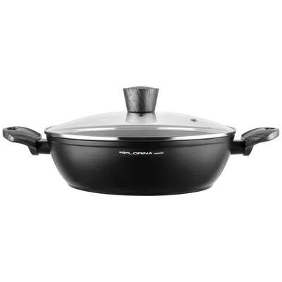 Produktbild von FLORINA Topf aus Aluminium (3,8 l) | 28 cm Durchmesser | Kochtopf mit Glasdeckel - Antihaftbeschichtet | Topf Induktion - Oval | Ideal für Induktionsherd, Gasherd und Elektroherd (Schwarz)