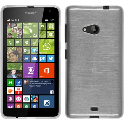 Produktbild von PhoneNatic Case kompatibel mit Microsoft Lumia 535 - weiß Silikon Hülle brushed + 2 Schutzfolien