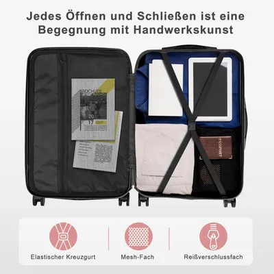 Produktbild von FCH Hartschalenkoffer Reisekoffer-Set Koffer-Set Trolley-Set 5 Stk. mit Längsstreifen ABS, Roségold