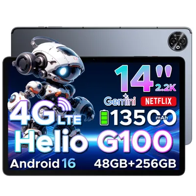 Produktbild von DOOGEE Tab E3 Max Android 16, 14 Zoll, 4G LTE, 48GB(8+40)+256GB(bis 2TB erweiterbar), 13500mAh/18W, 4G LTE, Widevine L1