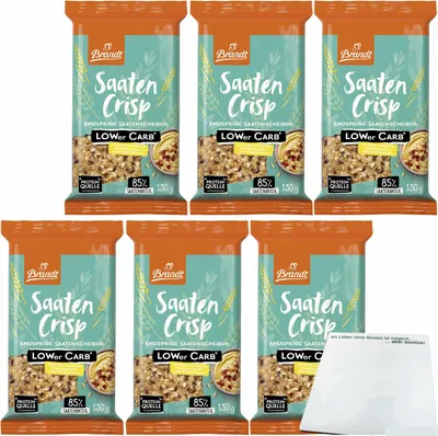 Produktbild von Brandt Knusprige Saatenscheiben Lower Carb 6er Pack (6x130g Packung) + usy Block
