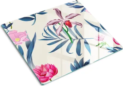 Obrázok produktu pre Sklenená ochranná doska – Kryt varnej dosky – Kryt na indukčnú dosku – 2x30x52 cm – Rýchle čistenie – Tvrdené sklo – Kvet orchidey