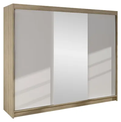 Produktbild von MIRJAN24 Schiebetürenschrank  Derby I, Kleiderschrank, Stilvoll Schlafzimmer Garderobenschrank (Farbe: Sonoma Eiche / Weiß)