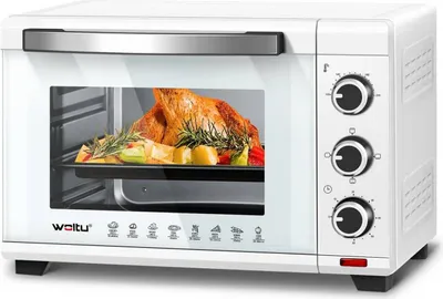 Produktbild von WOLTU Mini Backofen 28 L, Pizzaofen 1600 W, 100-230 °C, Timer 0-60 Min., 3 Heizmodi, inkl. Backblech Grillrost Krümelblech Rostheber, Weiß