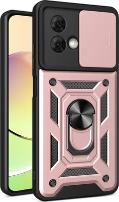 Produktbild von Hülle für Motorola Moto G84 mit Ring Ständer Halter Dia Kameraschutz TPU PC Hybrid Handyhülle Roségold