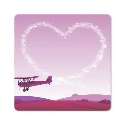 Produktbild von MuchoWow® Mauspad Mousepad Eine Illustration eines Flugzeugs in einem rosa Himmel 30x30 cm - Mousepads - Maus Mat - Pad - Mausunterlage - Gaming