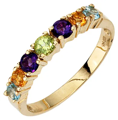 Produktbild von Ring Topas blau Citrin Amethyst Peridot 333 Gold Gelbgold Damen Goldring Innenumfang 60mm Ø19.1mm