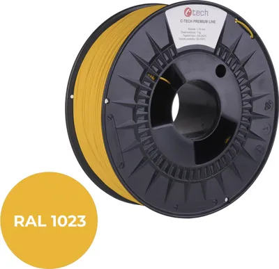 Obrázek produktu pro Tisková struna (filament) C-TECH PREMIUM LINE, ABS, dopravní žlutá, RAL1023, 1,75mm, 1kg